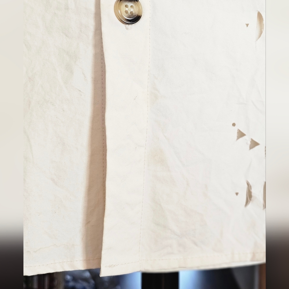 Nanushka Creme Heavy Poplin Laser Cut Button-Up Shirt - Picture 3 of 9